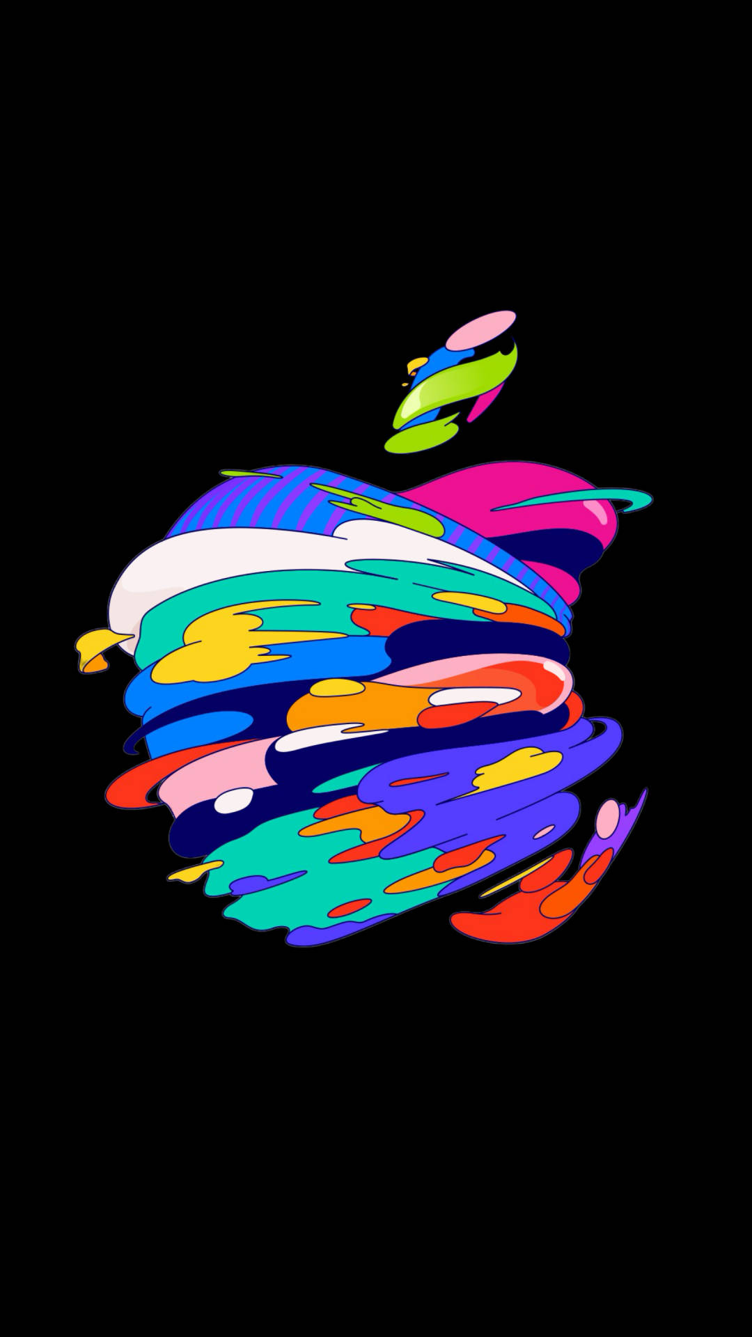 Apple Logo With Colorful Paint On A Black Background Wallpaper