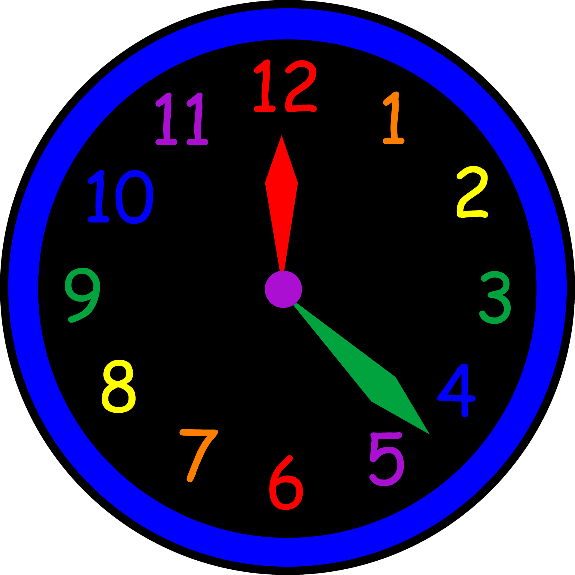 Colorful Analog Clock PNG