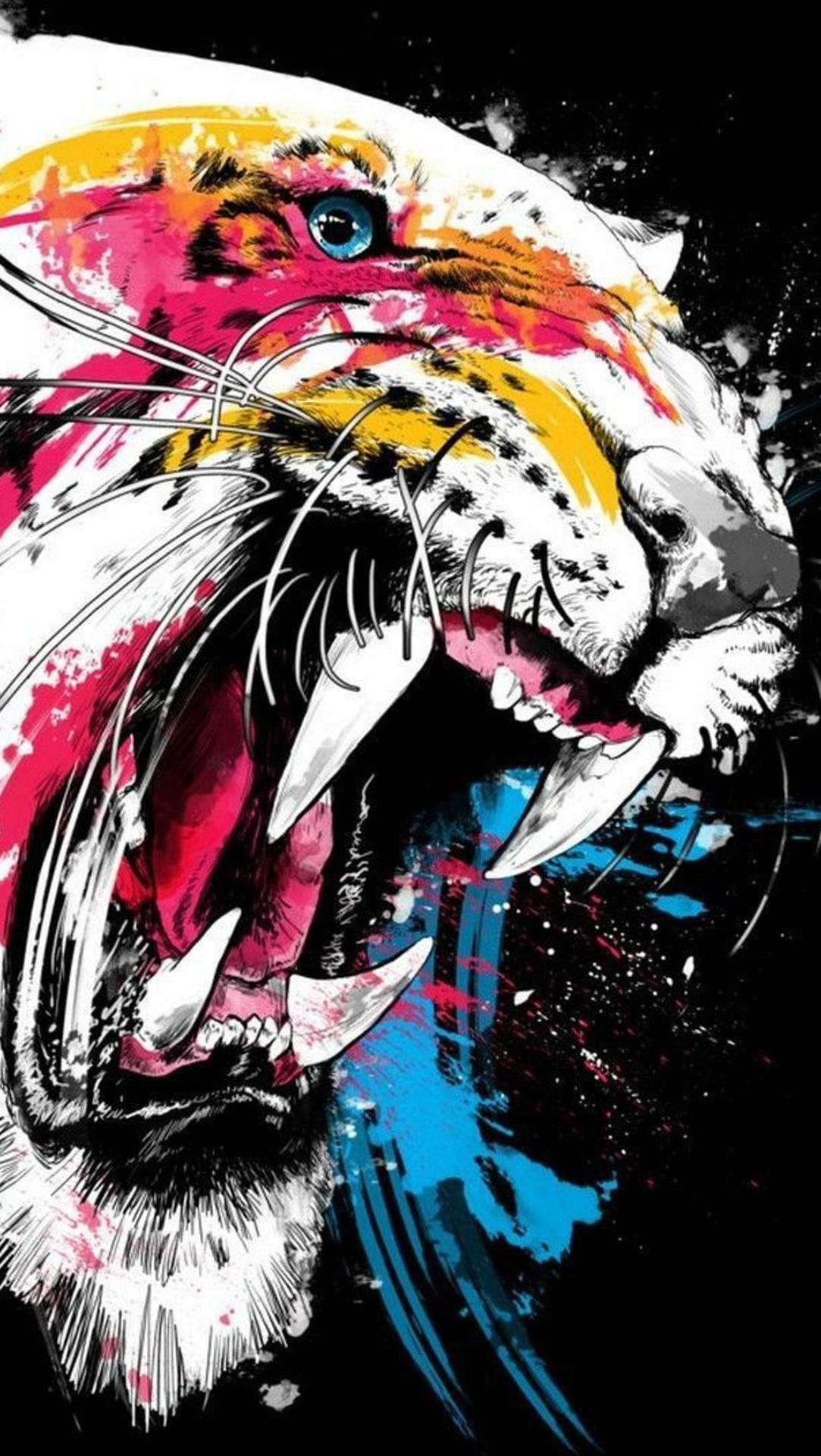Colorful Angry Tiger Background