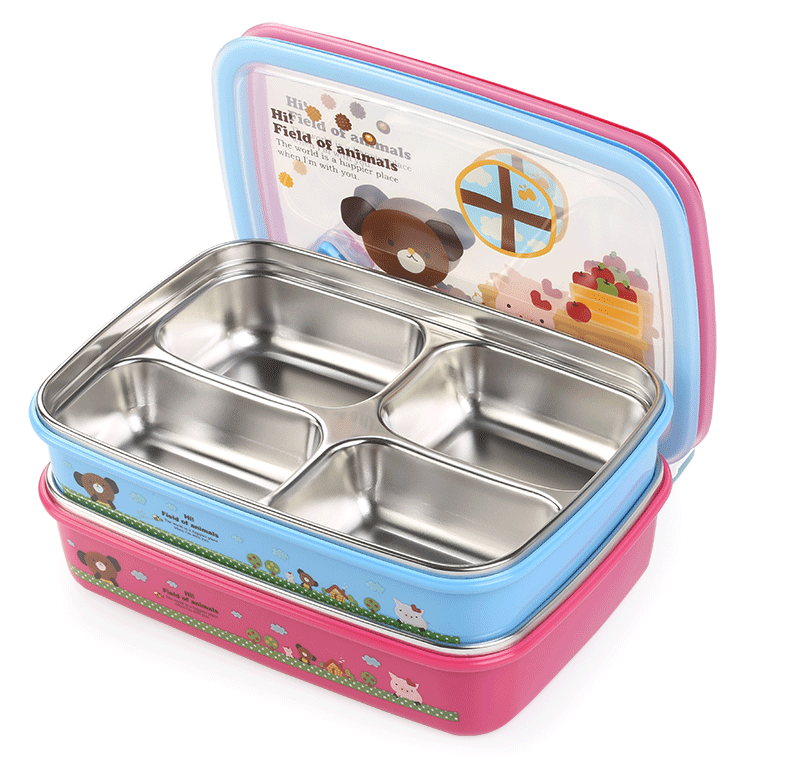 Colorful Animal Themed Tiffin Box PNG