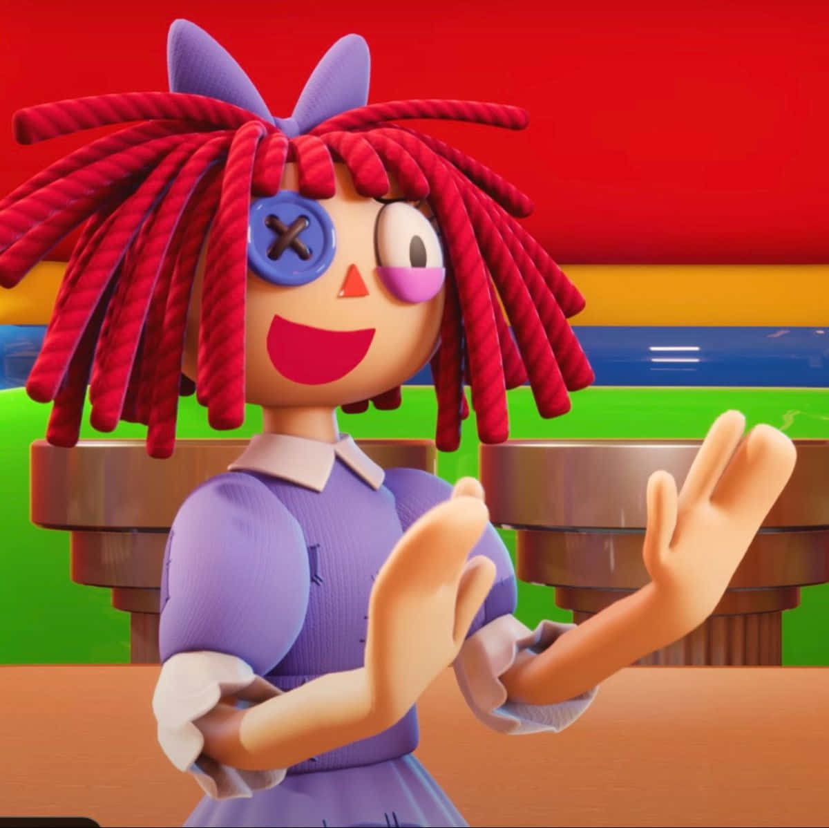 Colorful Animated Character With Button Eye Wallpaper