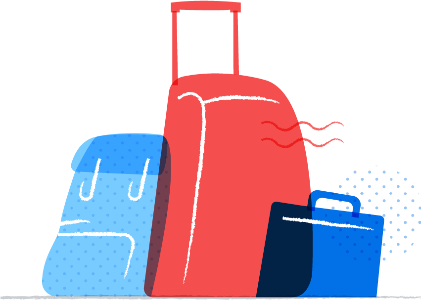 Colorful Animated Luggage Illustration PNG