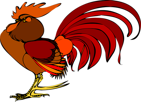 Colorful Animated Rooster PNG