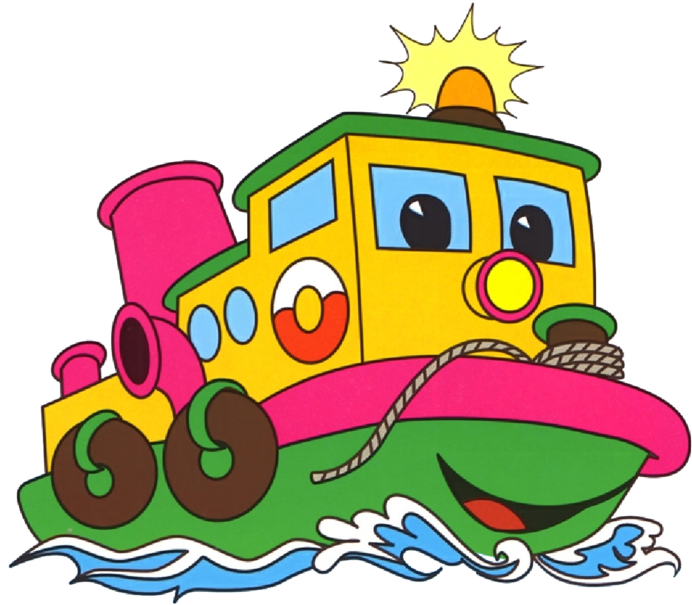 Colorful Animated Tugboat Cartoon PNG