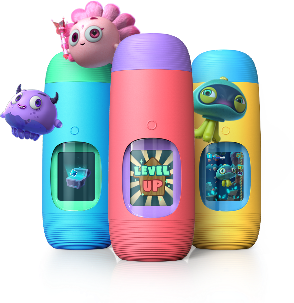 Colorful Animated Character Water Bottles PNG