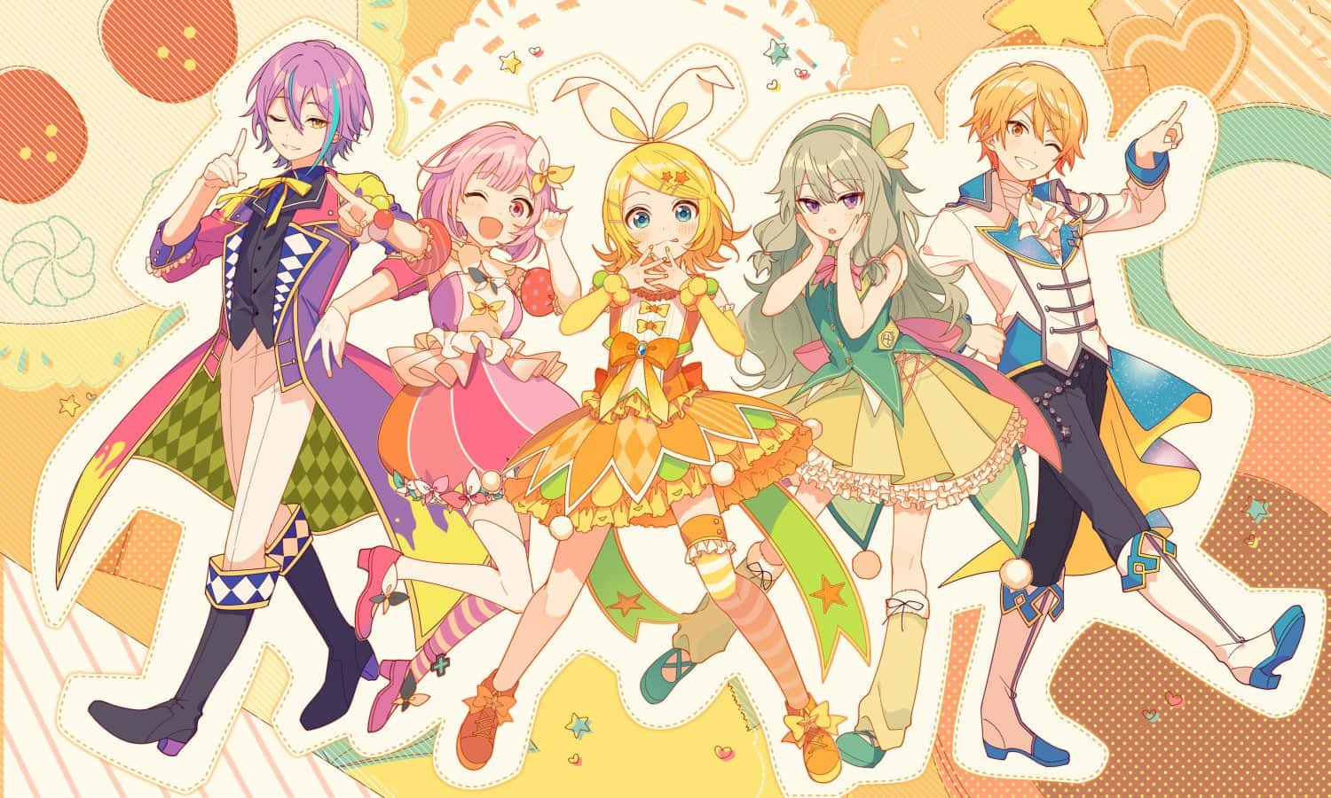 Colorful_ Anime_ Group_ Costume_ Party Wallpaper