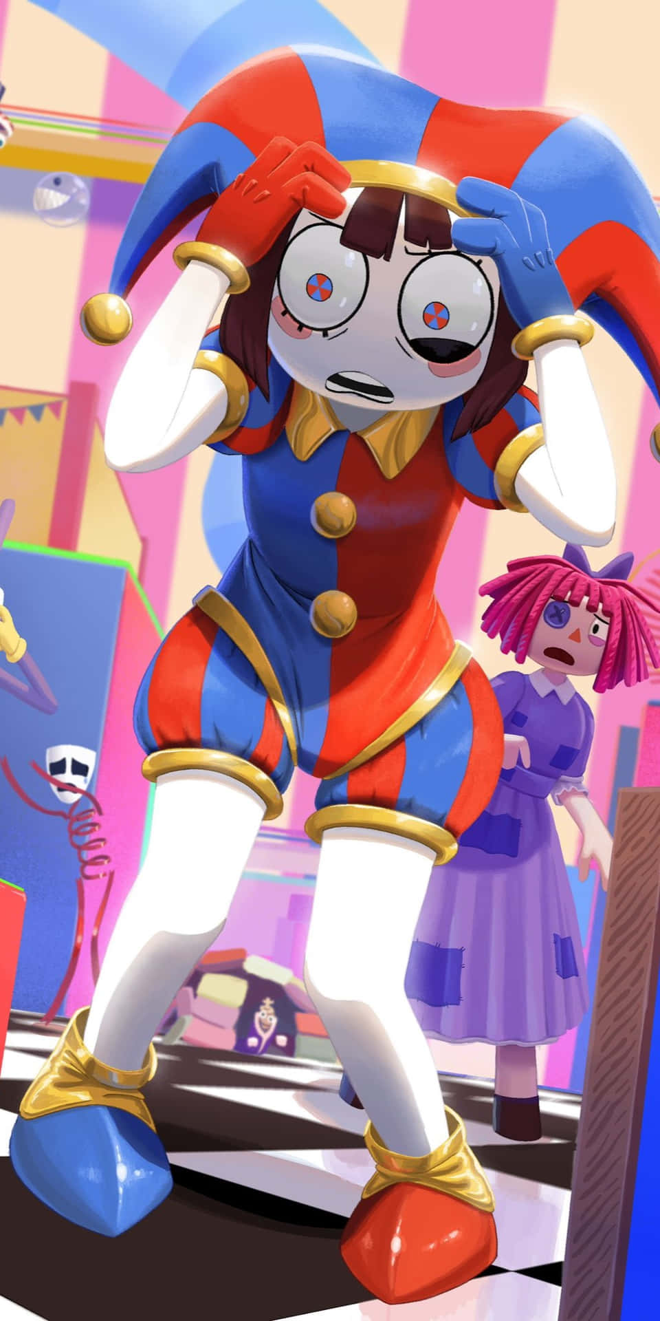 Colorful Anime Jester Confusion Wallpaper