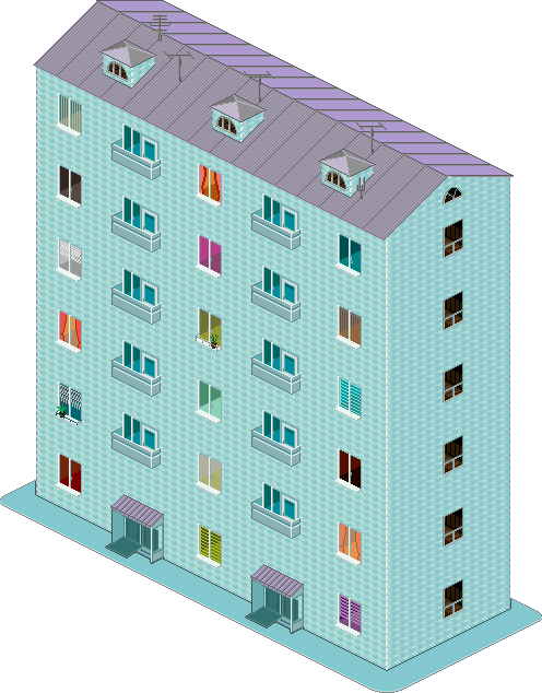 Colorful Apartment Building Illustration PNG