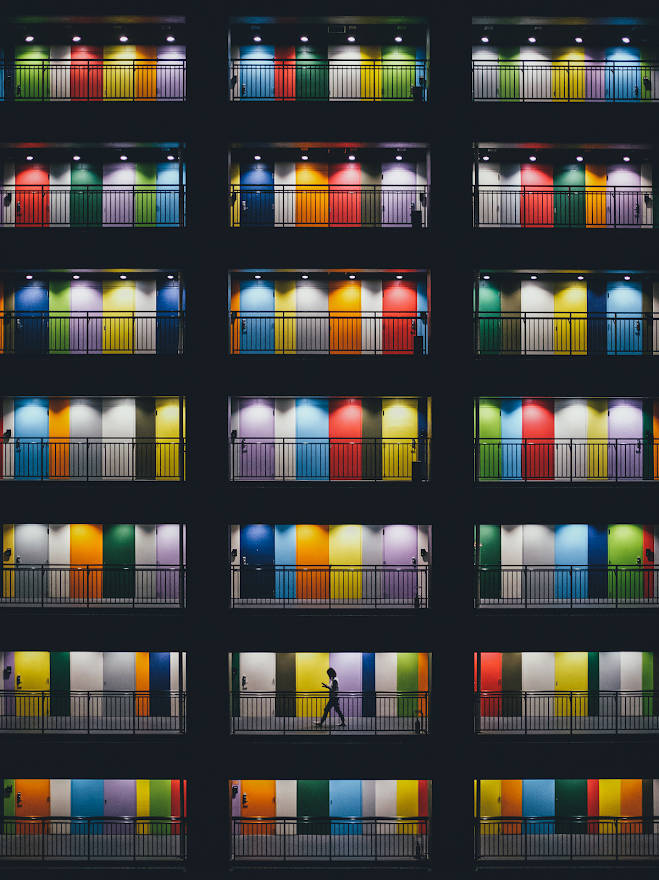 Wallpaper – Lyse lejlighedens farvede lamper, der som standard er konfigureret på iOS. Wallpaper