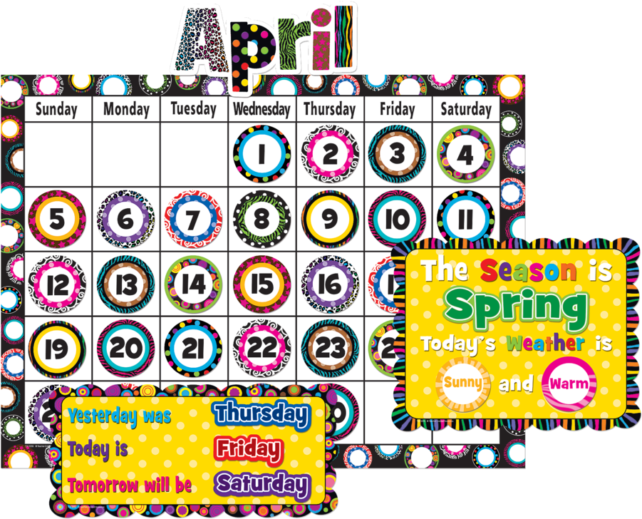 Colorful April Calendar Clipart PNG