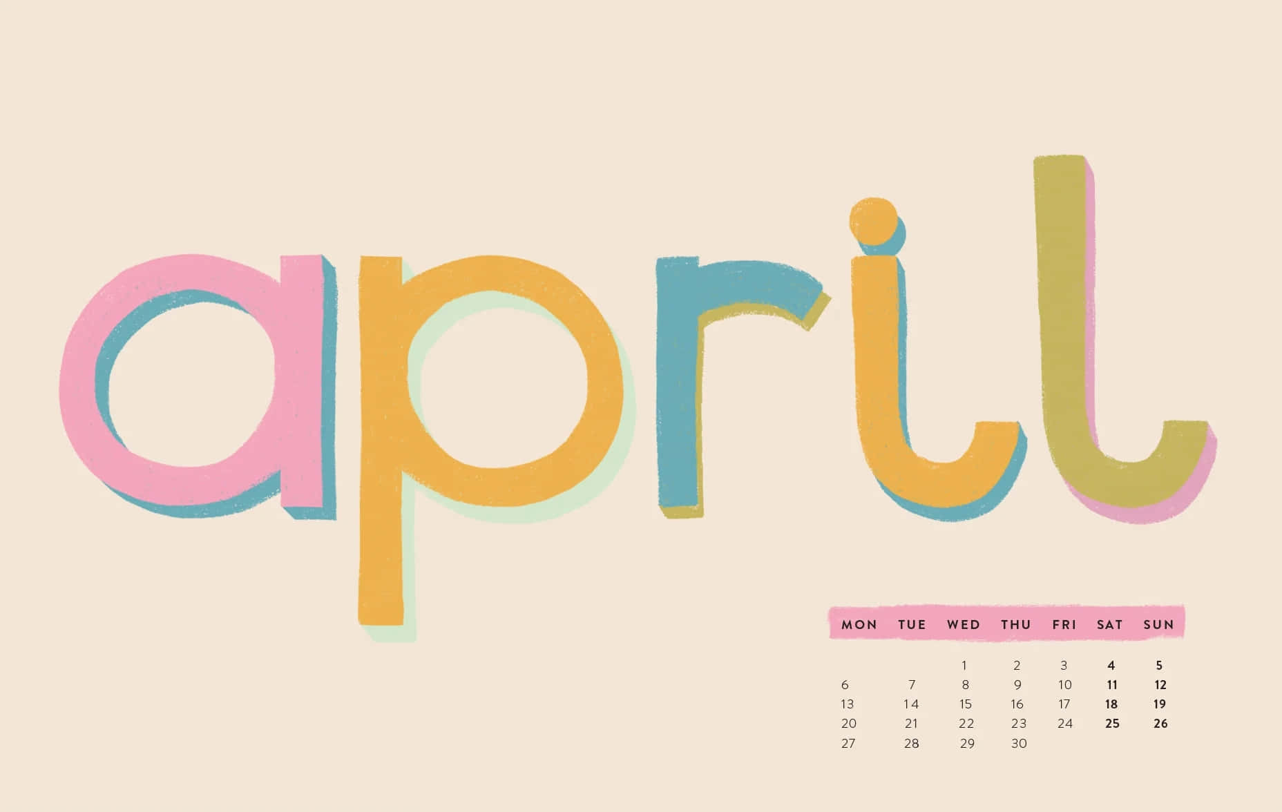 Colorful April Calendar Design Wallpaper