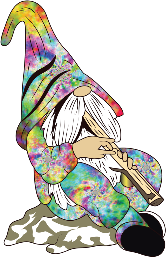 Colorful Aquarius Gnome Playing Flute PNG