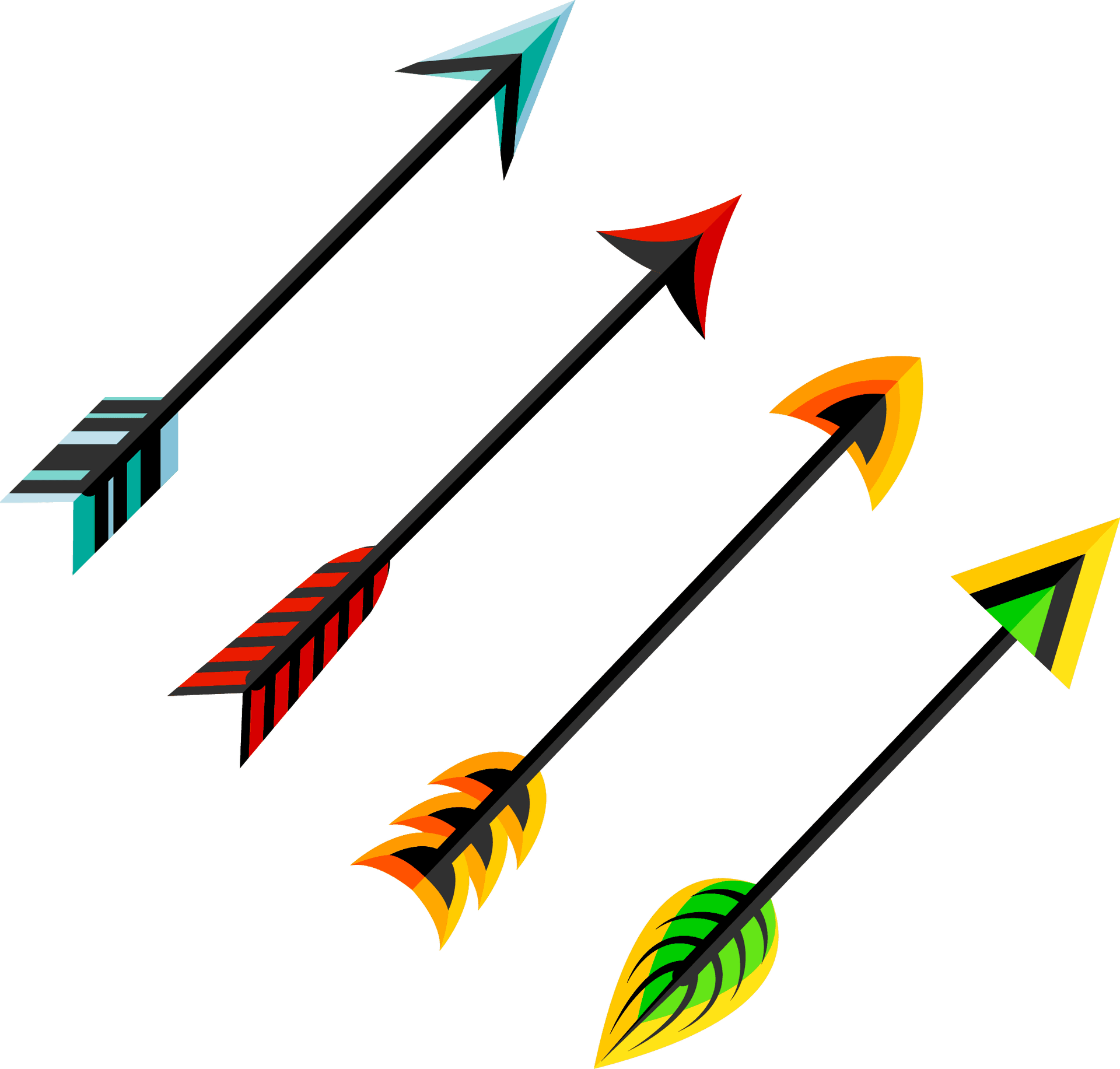 Colorful Arrows Illustration PNG
