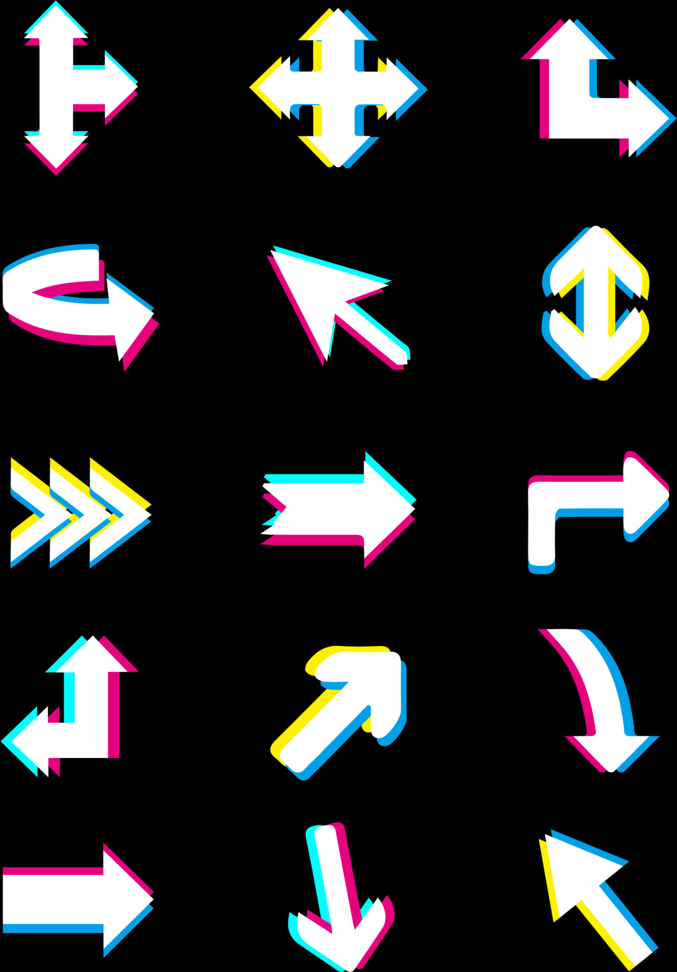 Colorful Arrows Patternon Black Background PNG