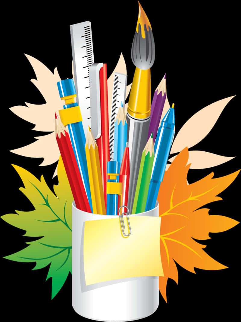 Colorful Art Supplies Vector Illustration PNG