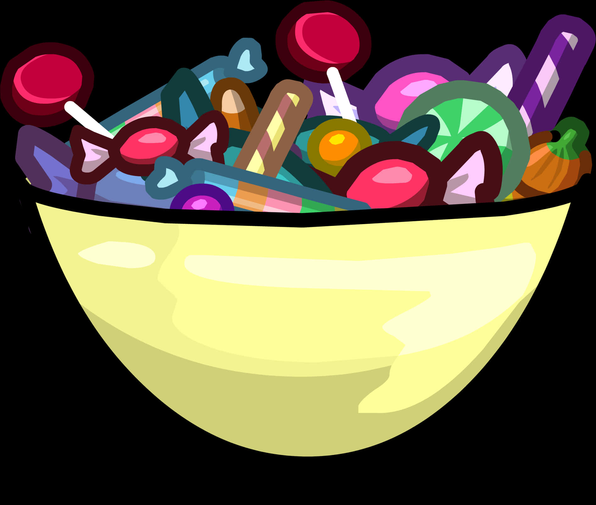 Colorful Assorted Candy Bowl PNG