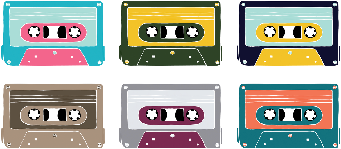Colorful Audio Cassettes Collection PNG