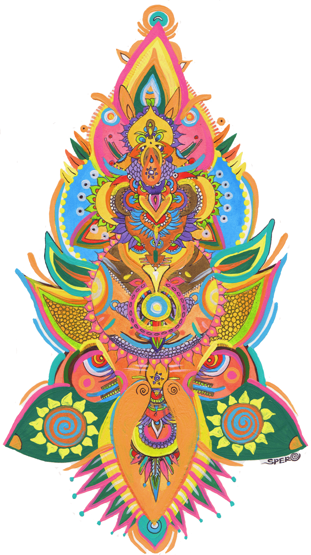 Colorful Aztec Warrior Artwork PNG