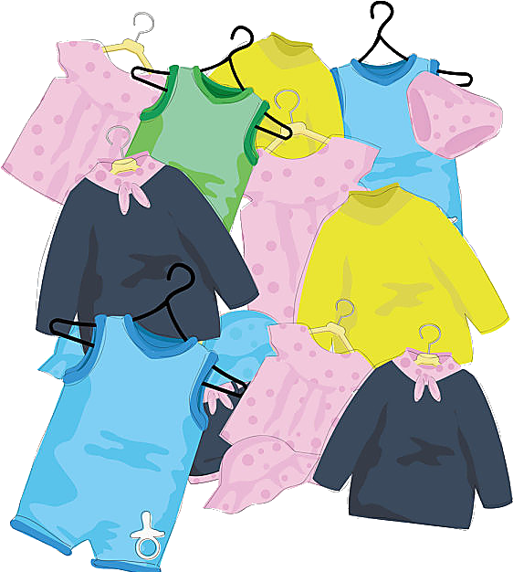 Colorful Baby Clotheson Hangers PNG