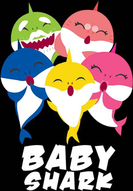 Colorful Baby Shark Family Illustration SVG