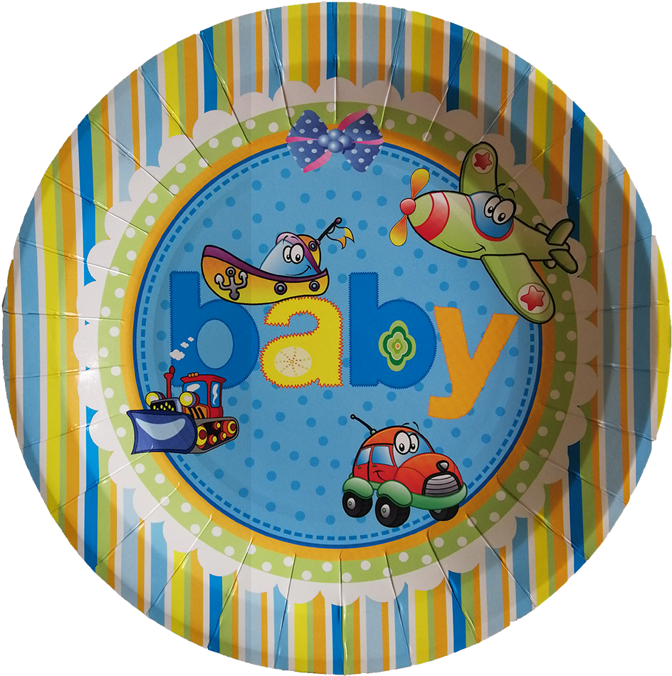Colorful Baby Themed Paper Plate PNG