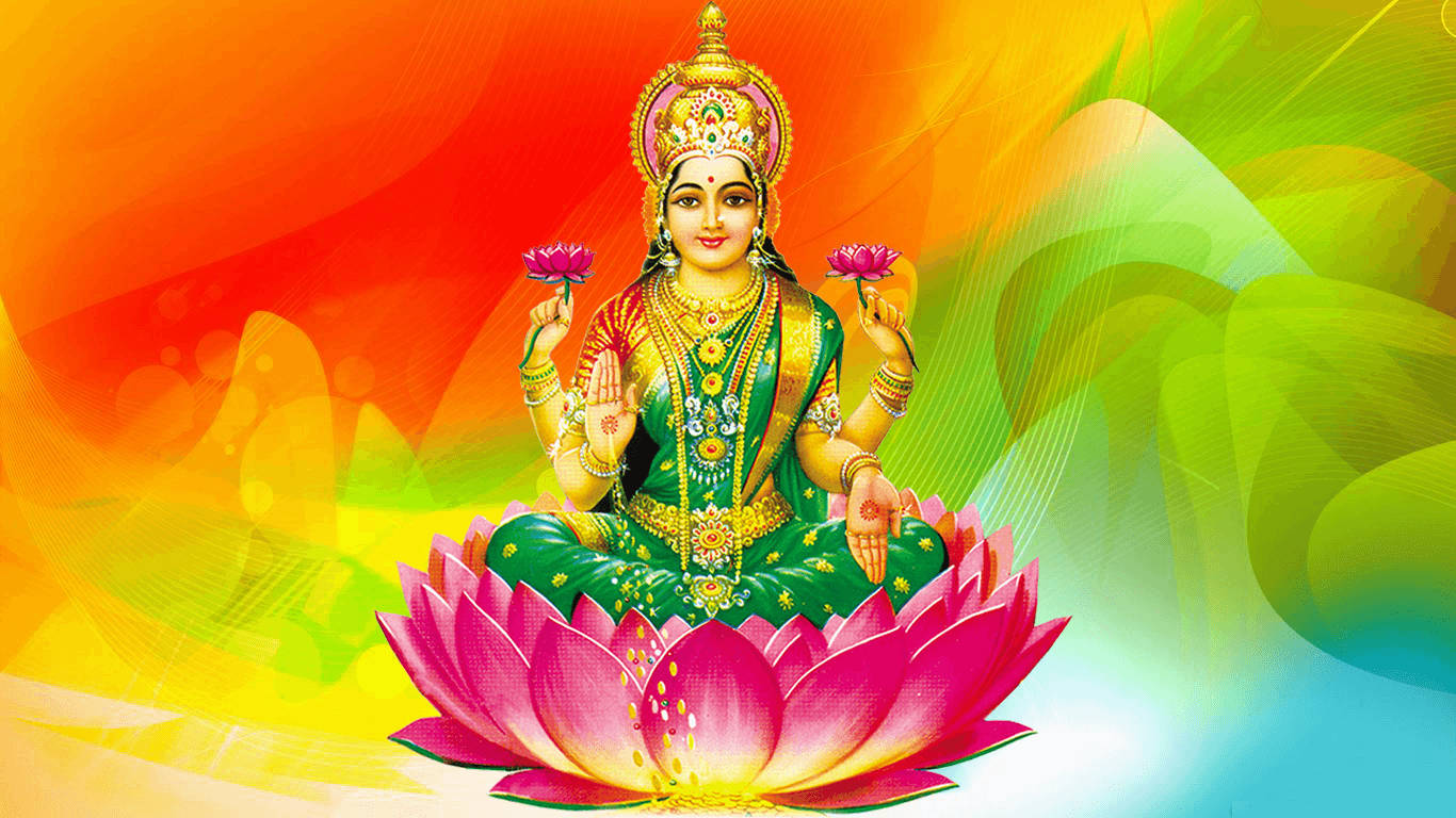 Colorful Backdrop Goddess Lakshmi Wallpaper