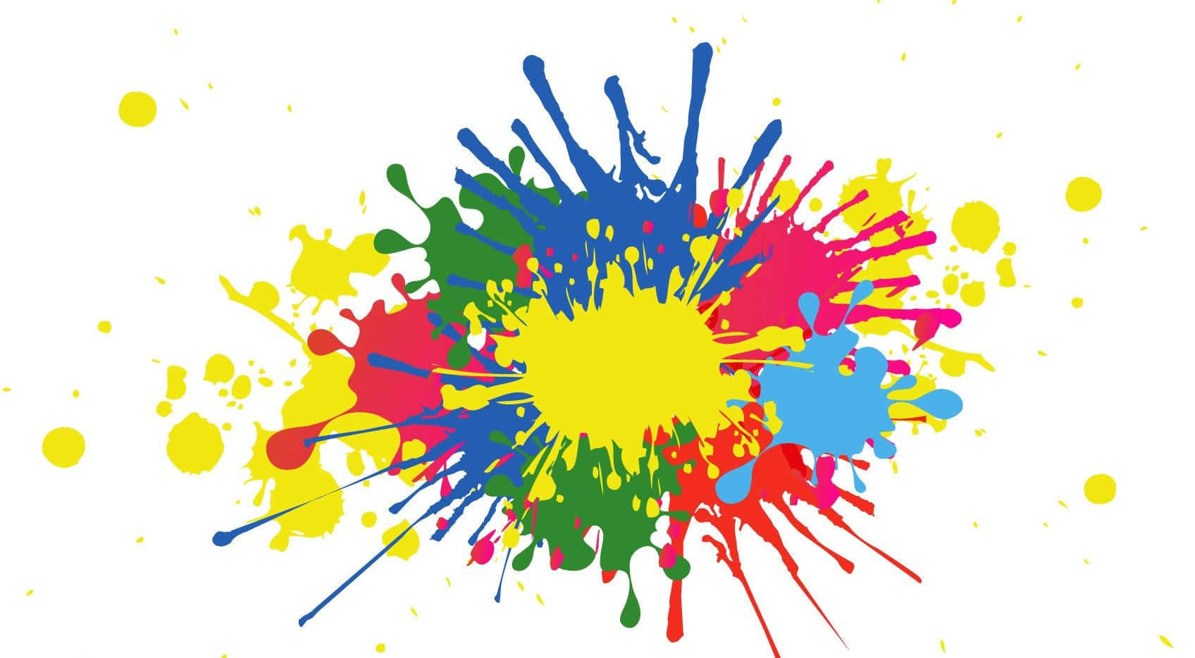 colorful paint splatters on a white background