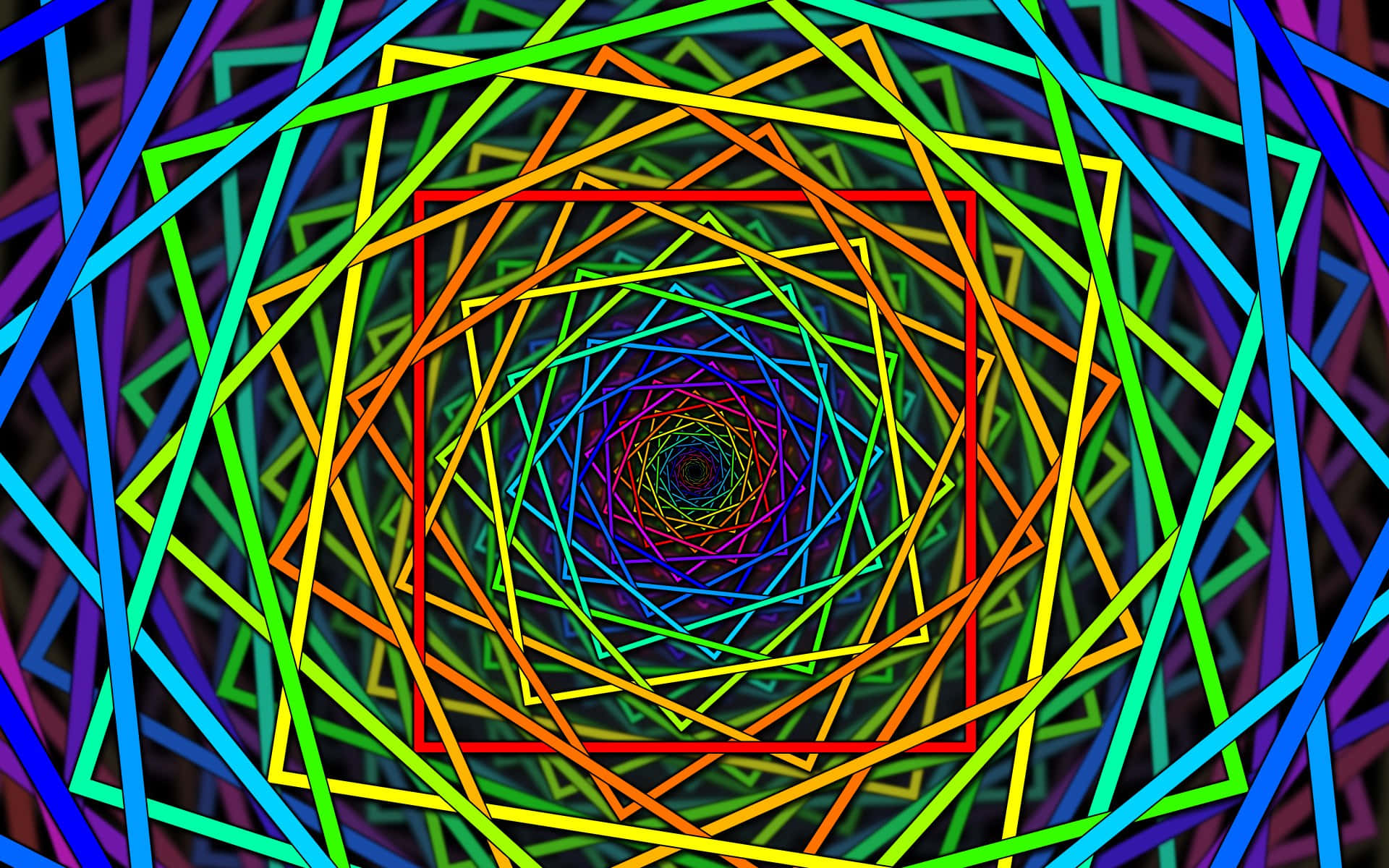 Enfarverig Psykedelisk Spiral Med En Regnbuefarvet Midte.