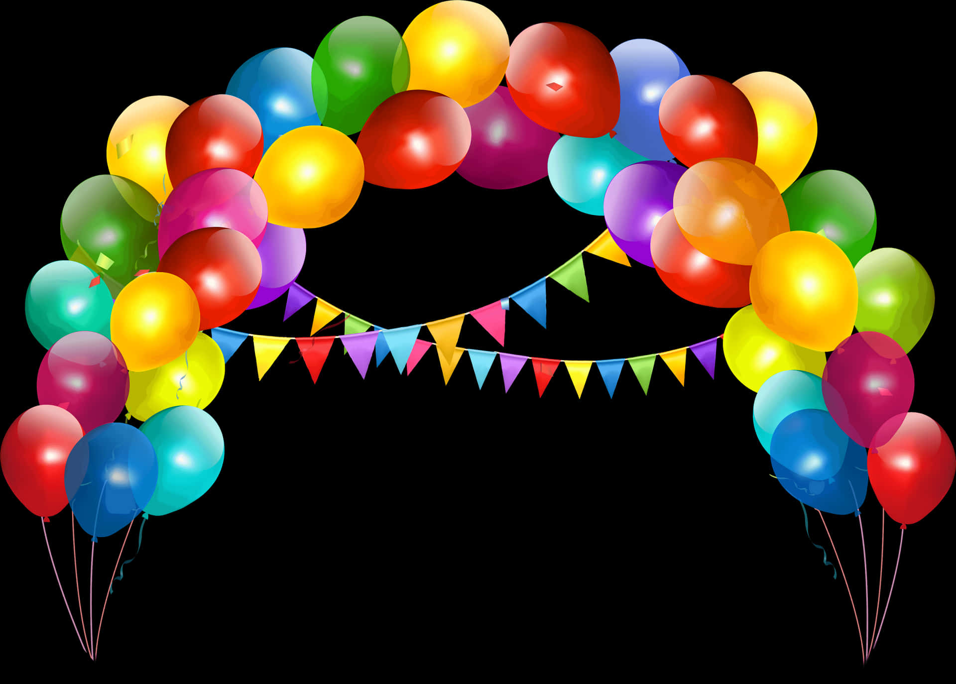 Colorful Balloon Archwith Pennants.jpg PNG