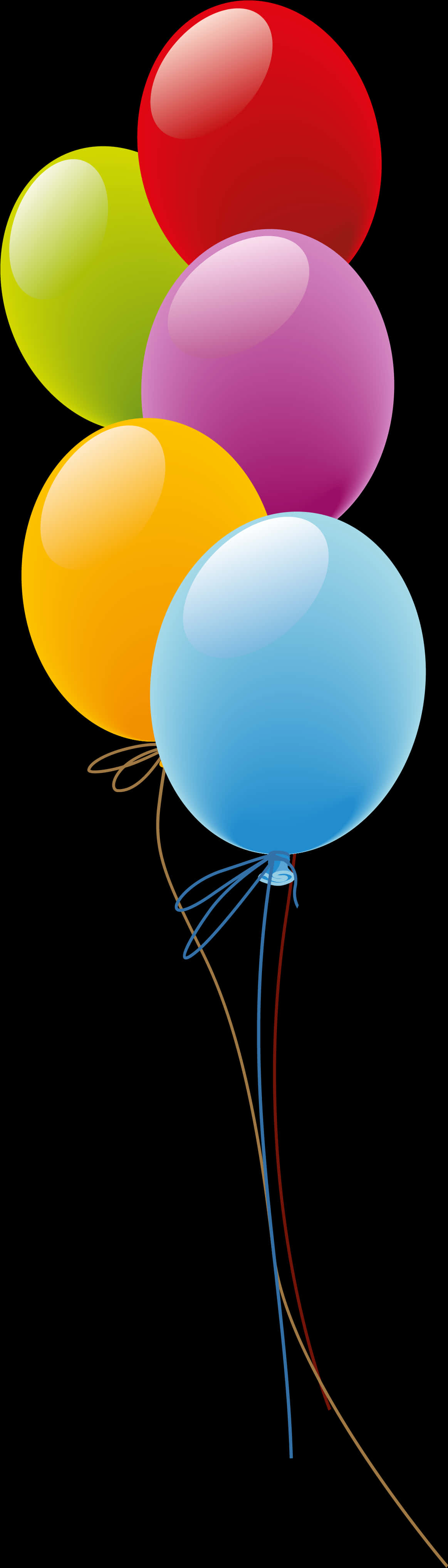Colorful Balloons Against Black Background PNG