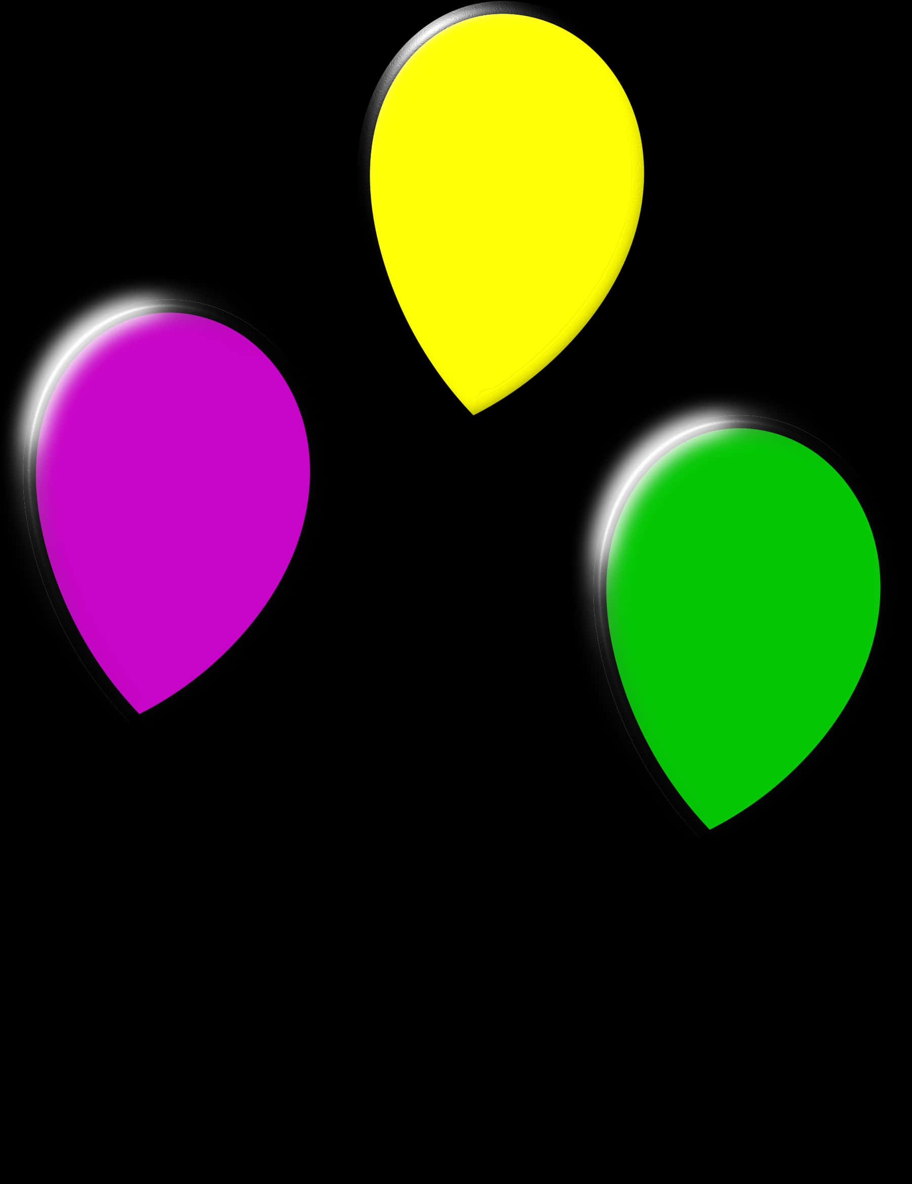 Colorful Balloons Against Black Background PNG