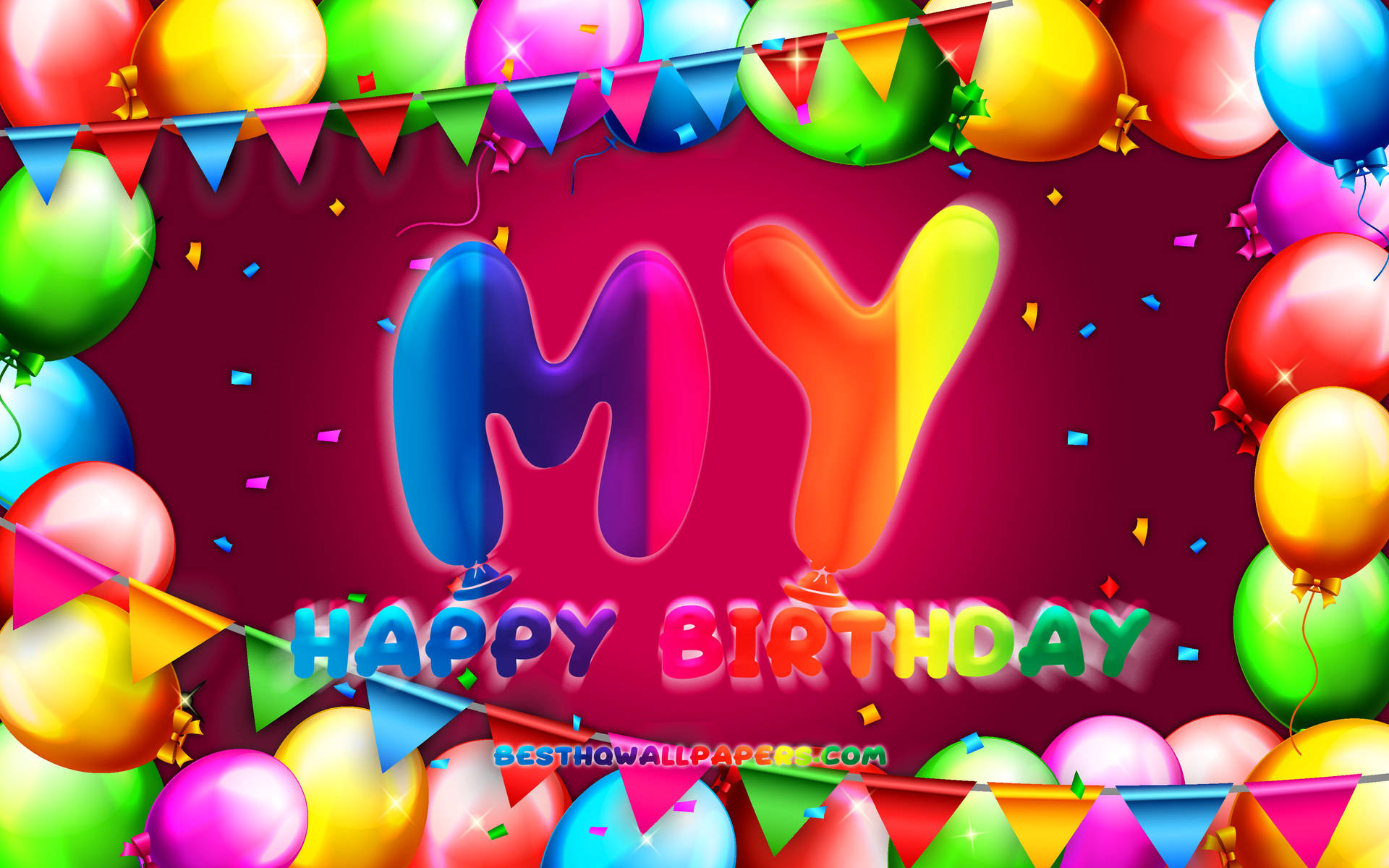 Colorful Balloons And Banners For My Birthday Wallpaper