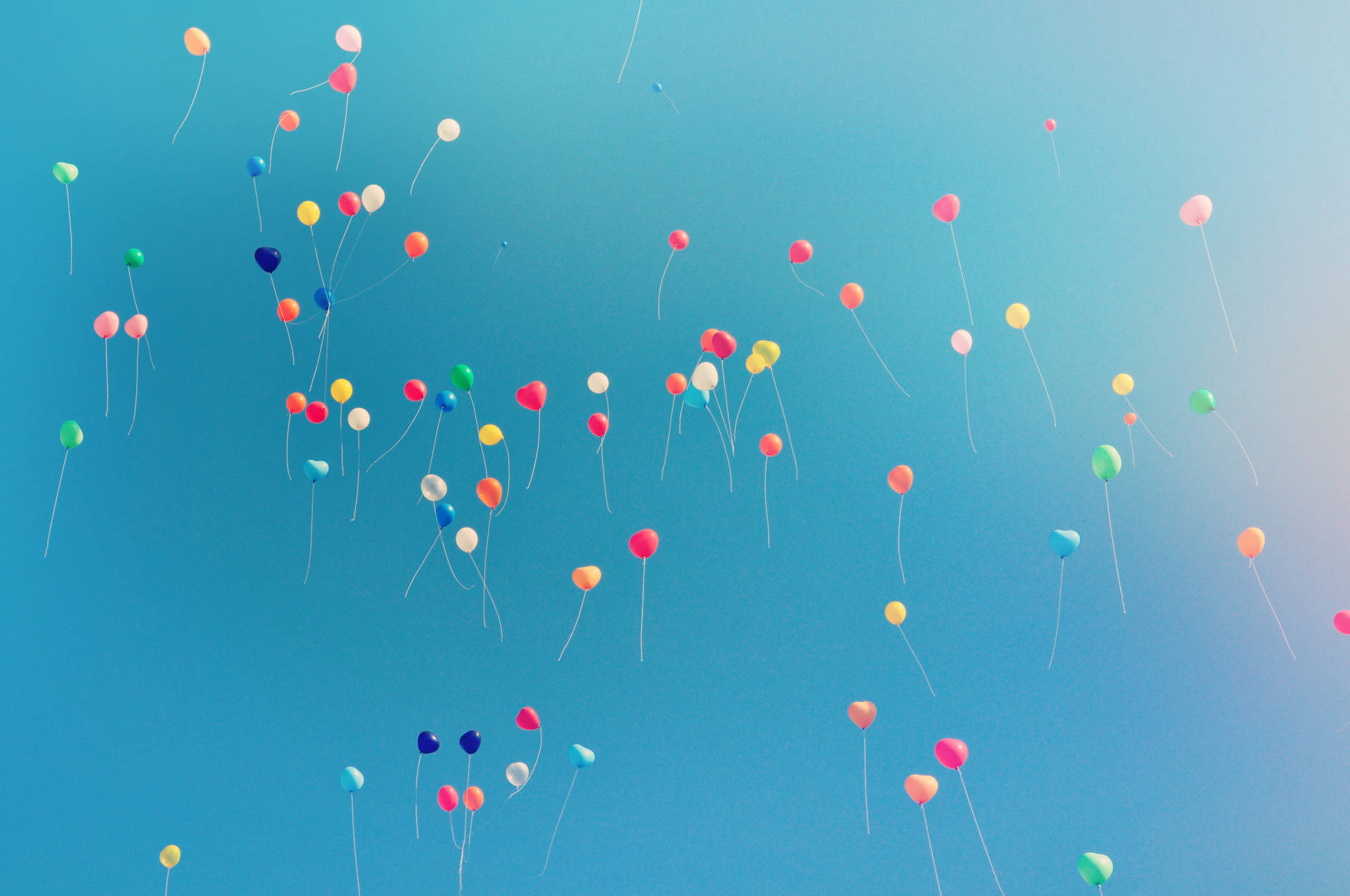 Colorful Balloons At Sky Gradient Wallpaper