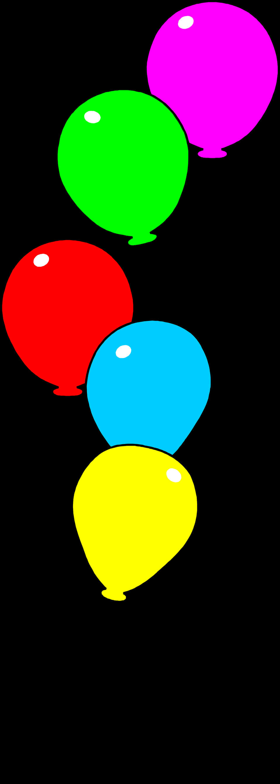 Colorful Balloons Black Background PNG