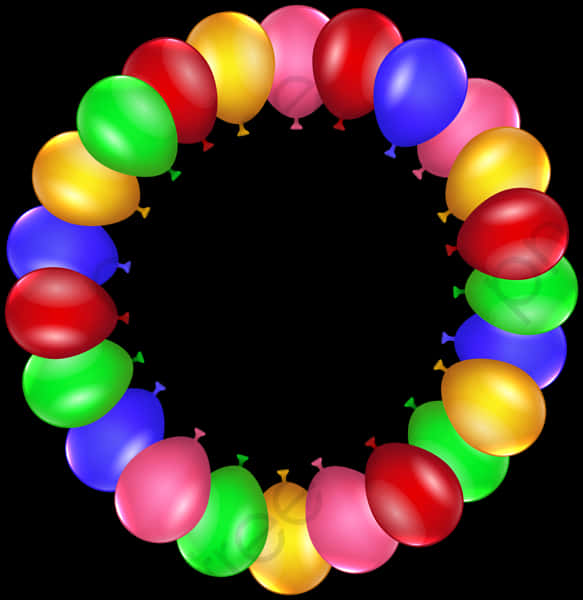 Colorful Balloons Circular Frame PNG