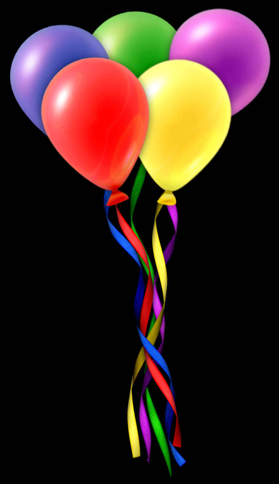 Colorful Balloonswith Ribbons PNG