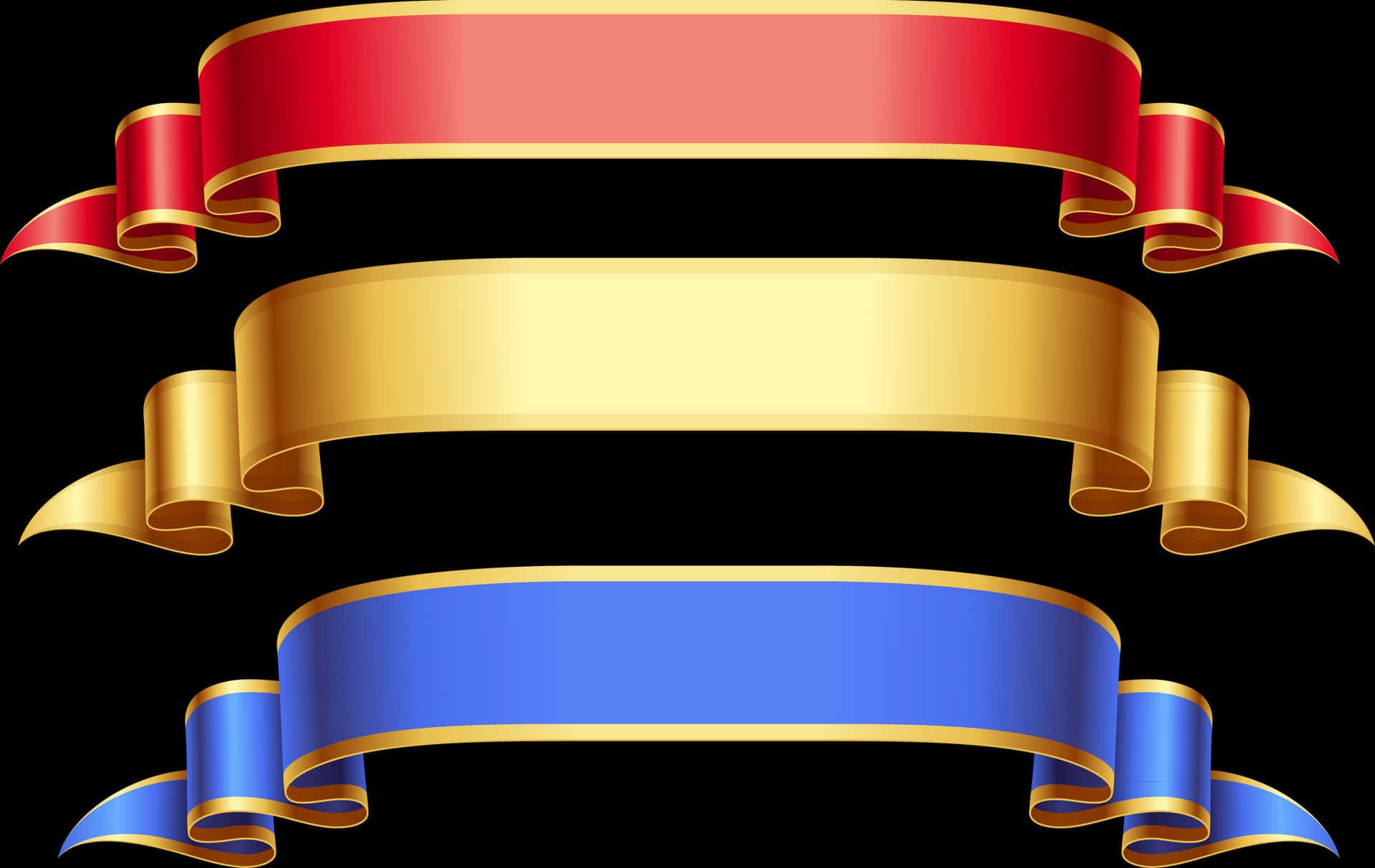 Colorful Banner Ribbons Vector PNG