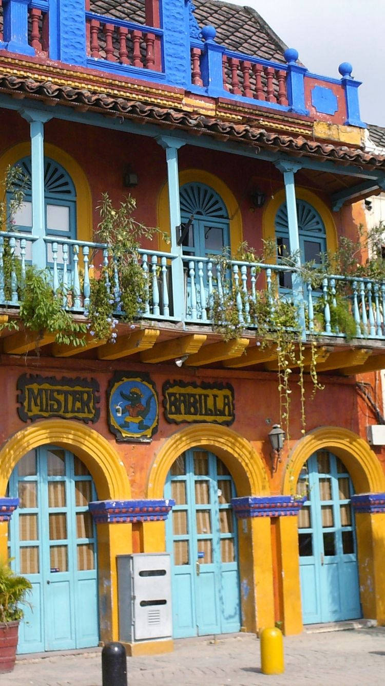 Colorful Bar In Cartagena Colombia Wallpaper