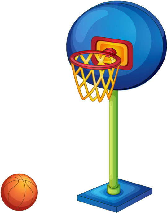 Colorful Basketball Hoopand Ball Clipart PNG
