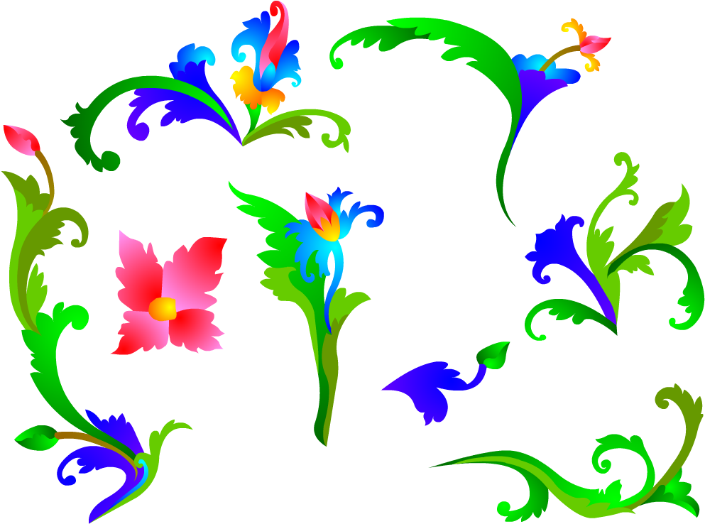 Colorful Batik Floral Pattern PNG
