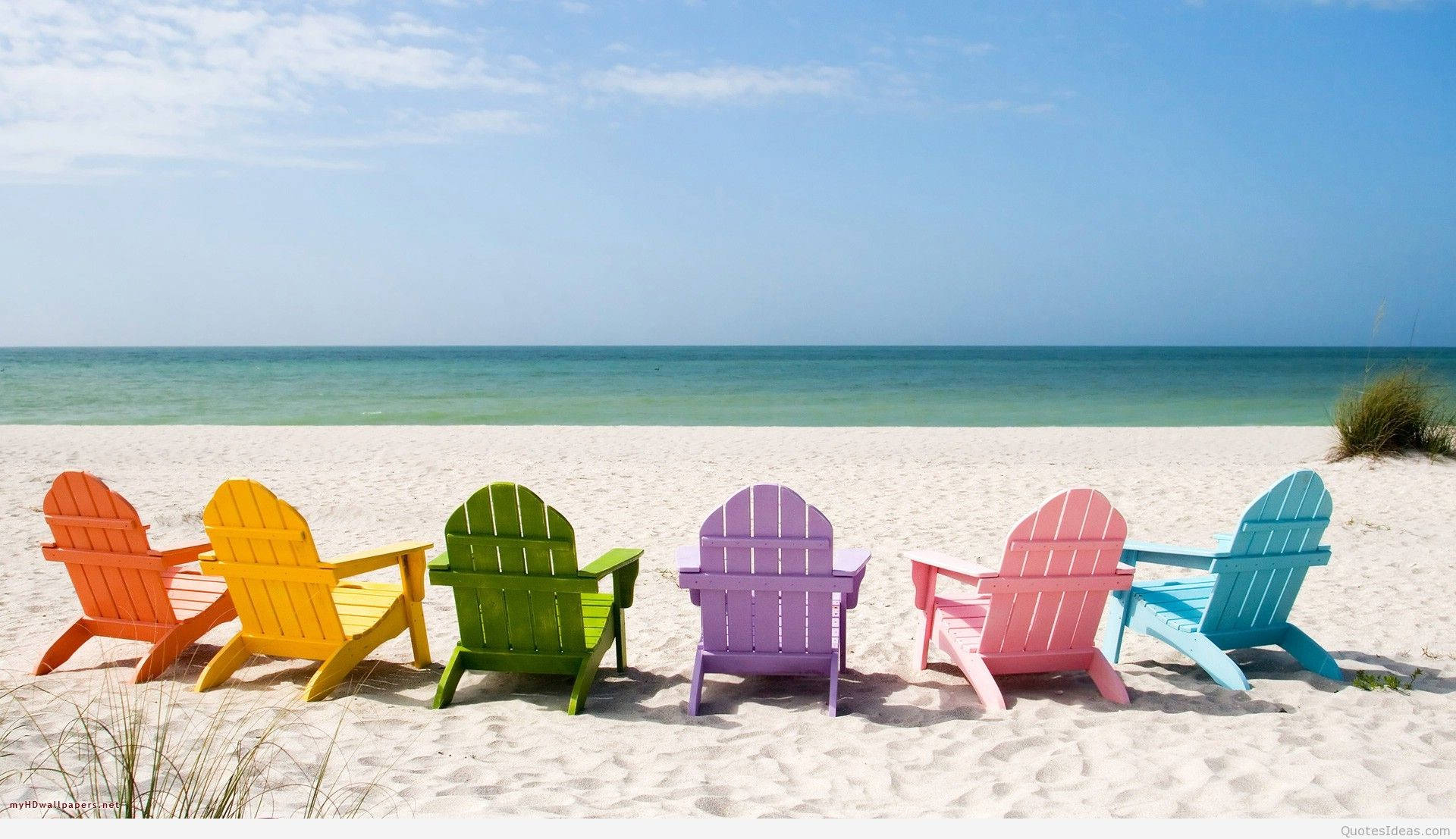 Colorful Beach Chairs Summer Desktop Wallpaper