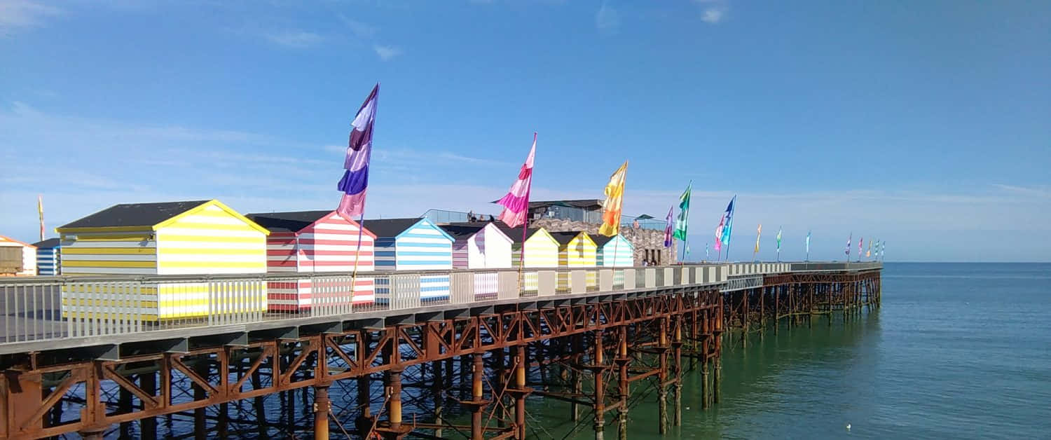 Colorful Beach Hutson Pier Wallpaper