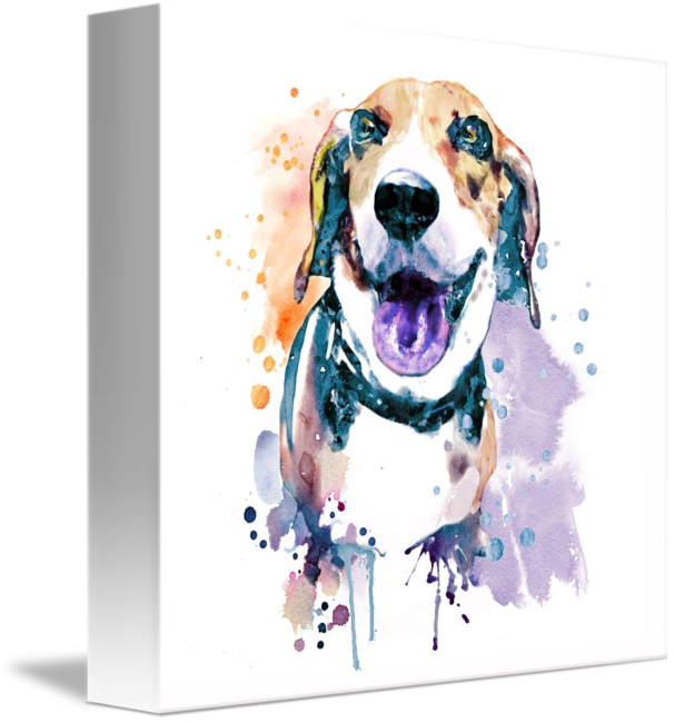Colorful Beagle Watercolor Canvas Art PNG