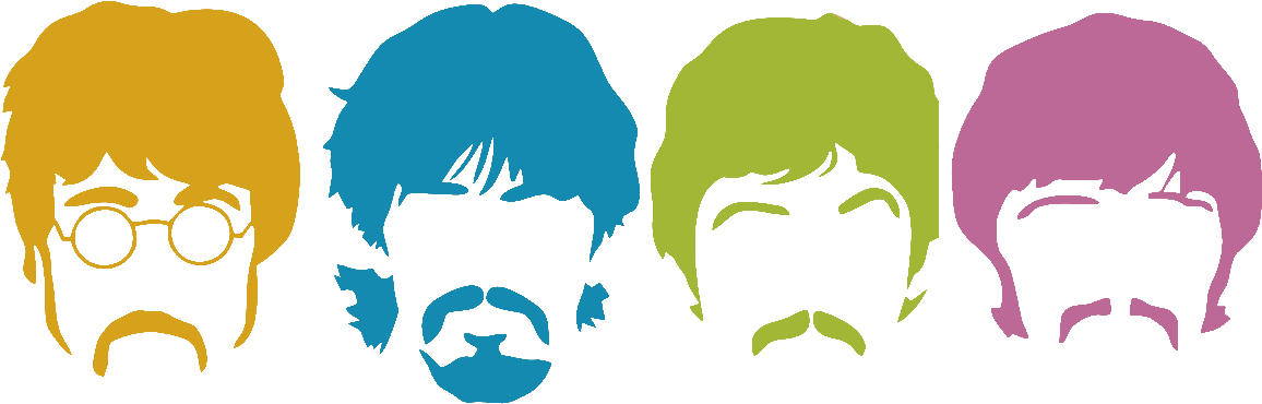 Colorful Beatles Silhouettes PNG