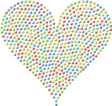 Colorful Billiard Balls Heart Pattern PNG
