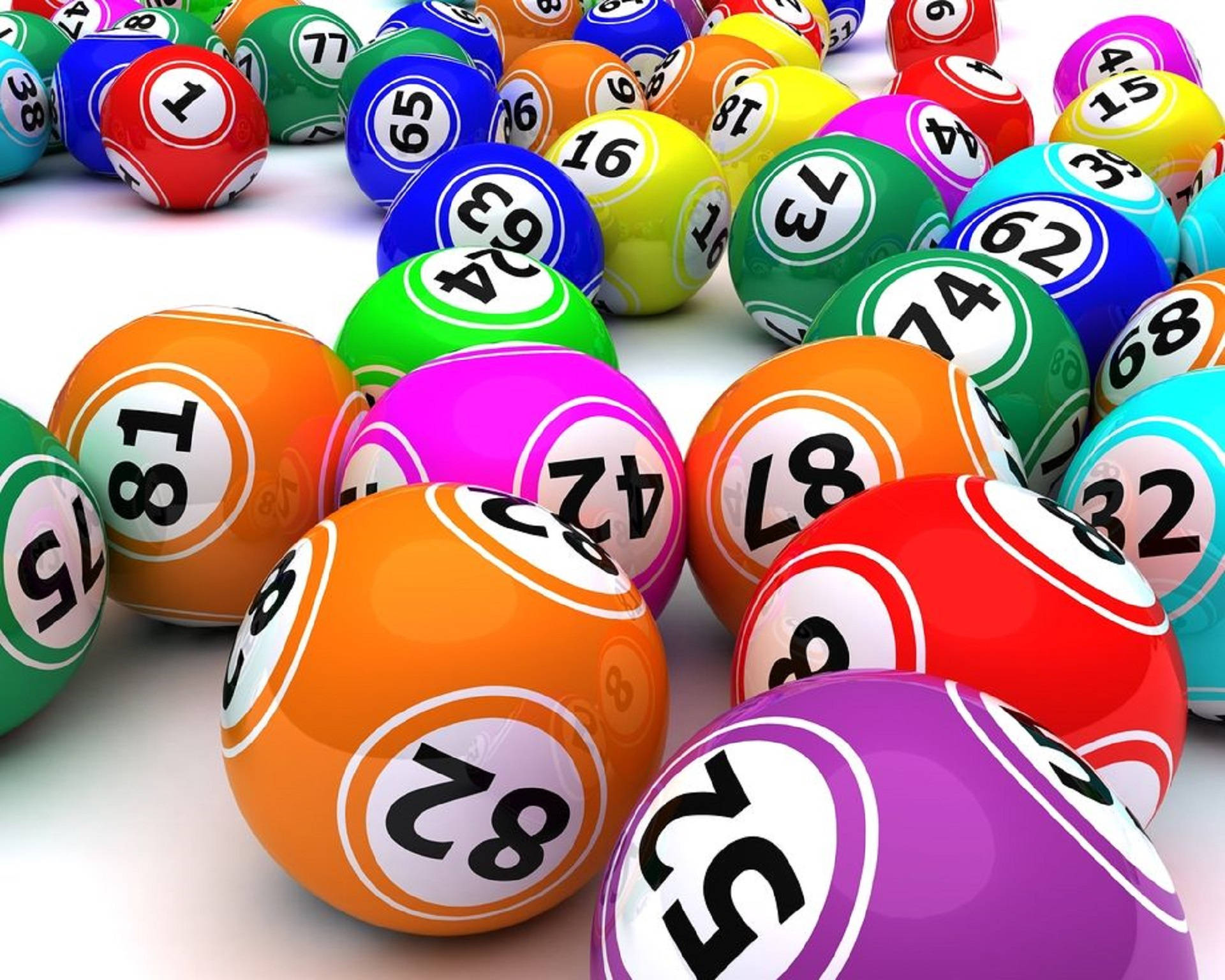 Colorful Bingo Balls In White Wallpaper