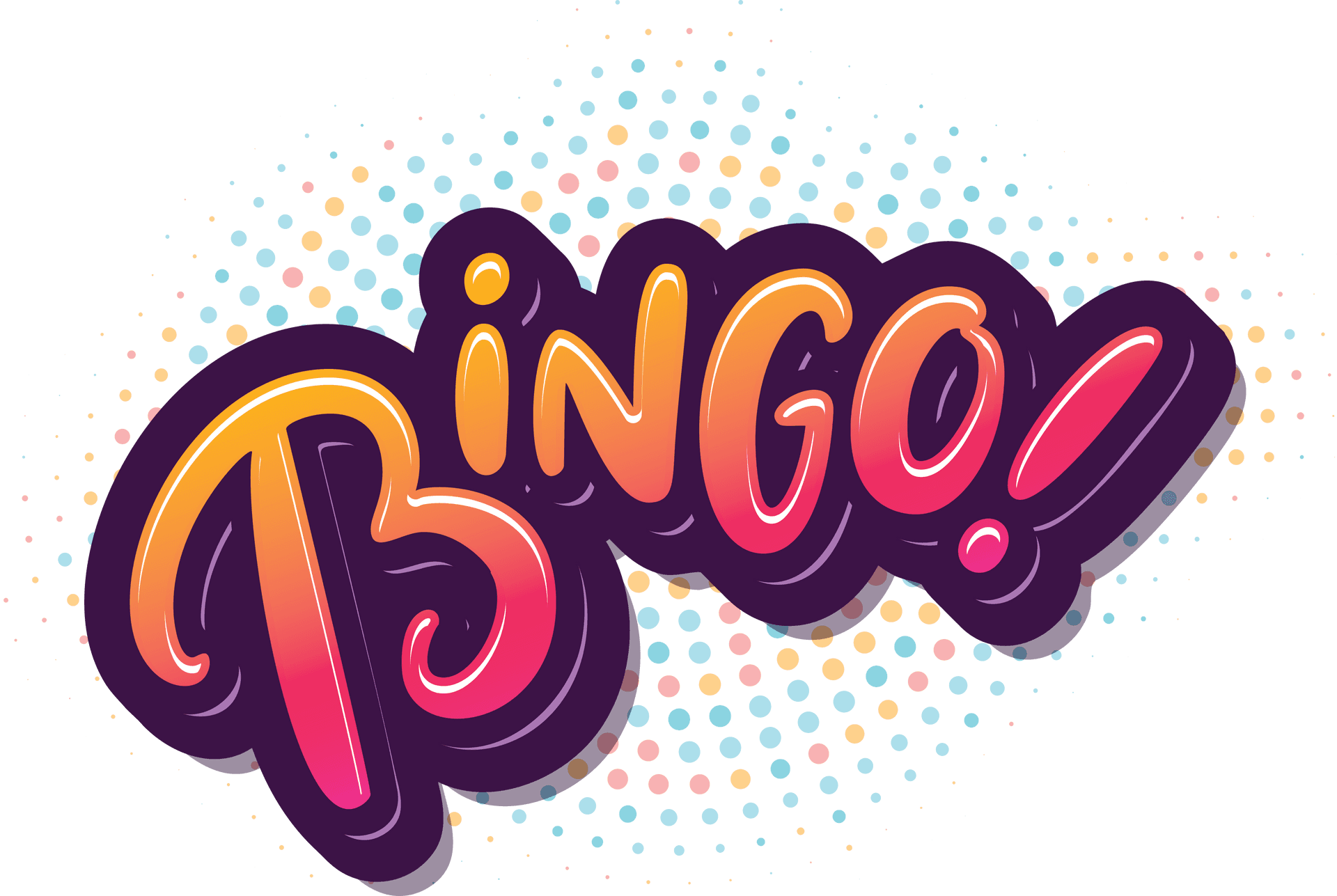 Colorful Bingo Word Art PNG