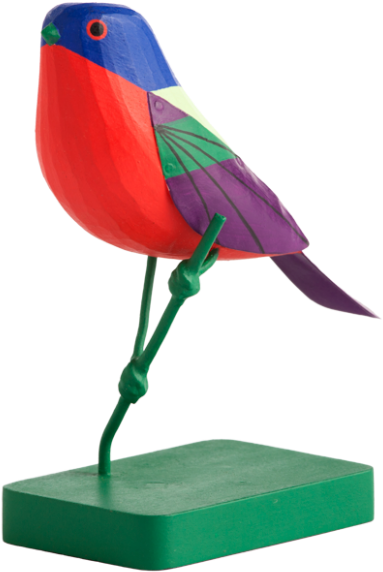 Colorful Bird Sculptureon Stand PNG