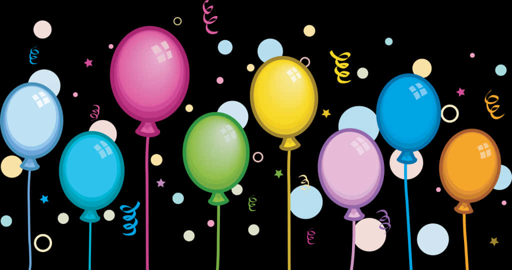 Colorful Birthday Balloons Background PNG