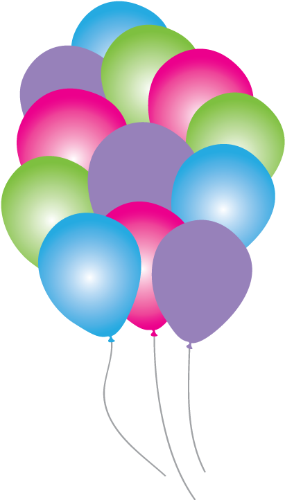 Colorful Birthday Balloons Clipart PNG